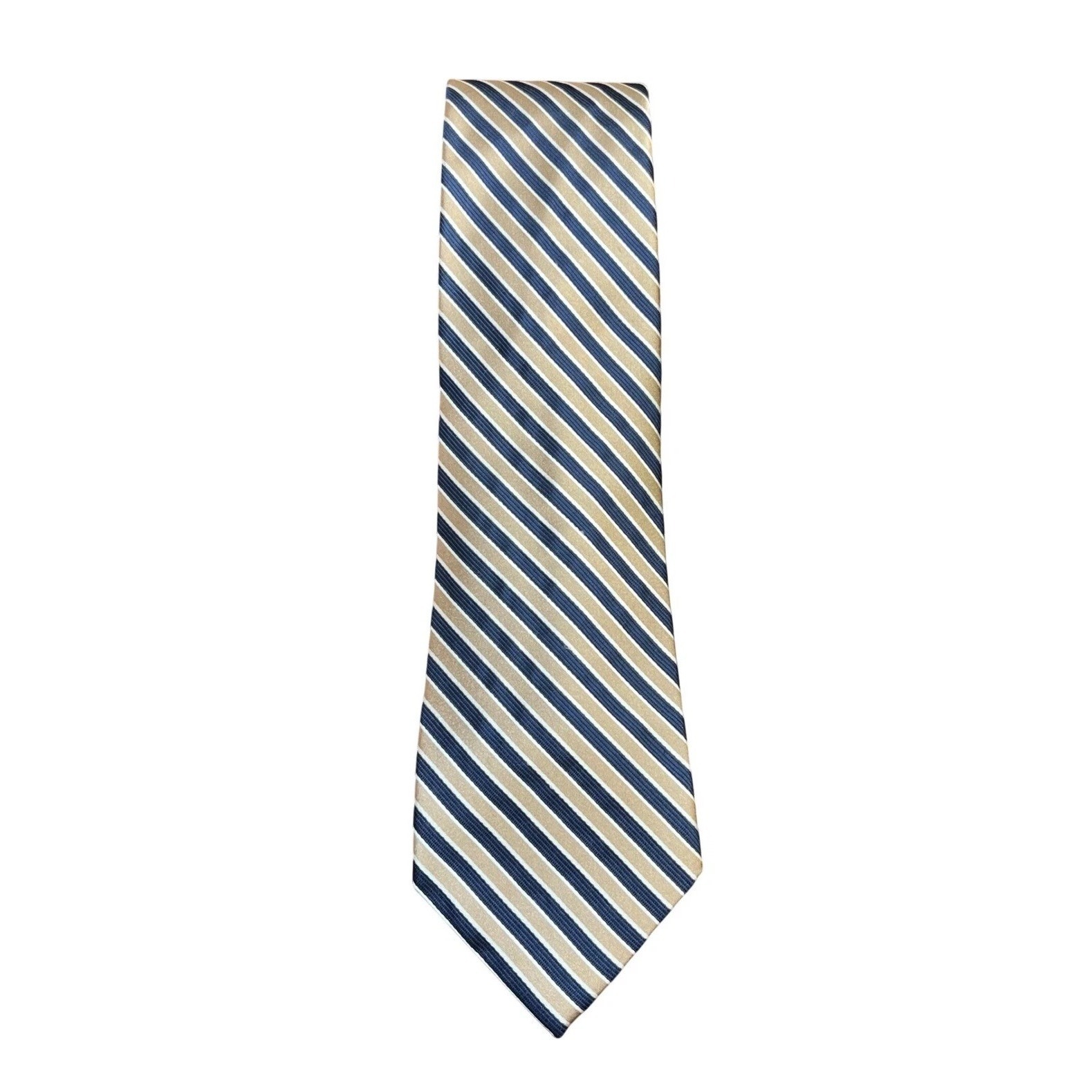 Nautica Mens Silk Necktie Navy Blue Gold White Diagonal Striped Rn121148 Tie